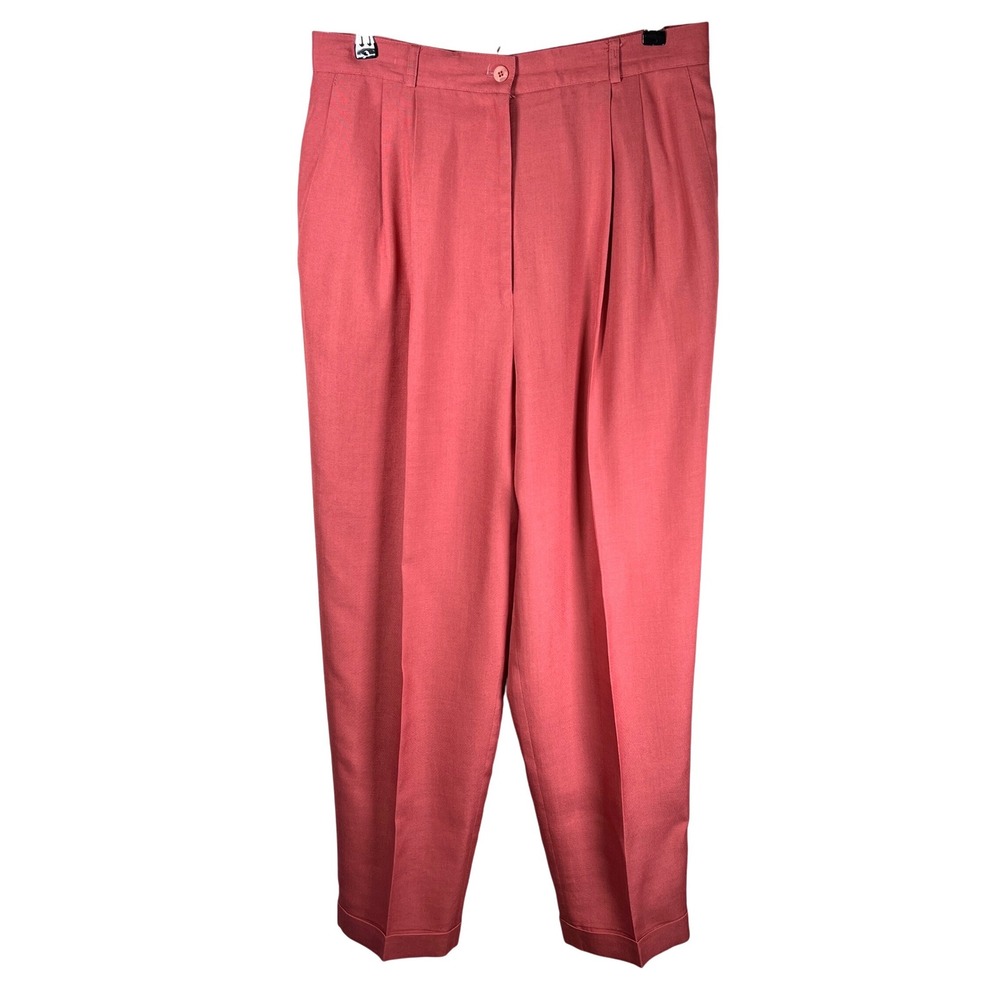 Vtg Talbots Coral Pleated High Waisted Italian Linen Blend Pants Women Sz 16 USA